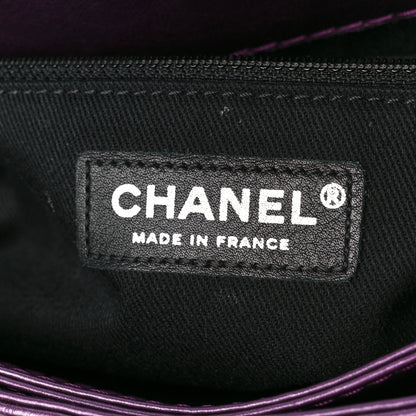 Chanel Metallic Calfskin Medium Lady Pearly Flap Dark Purple 7 of 12