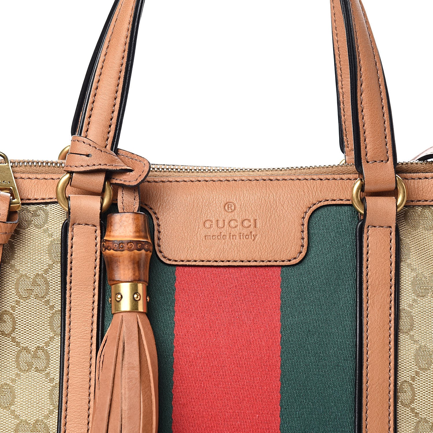 Gucci Monogram Web Rania Top Handle Bag Natural 10 of 10