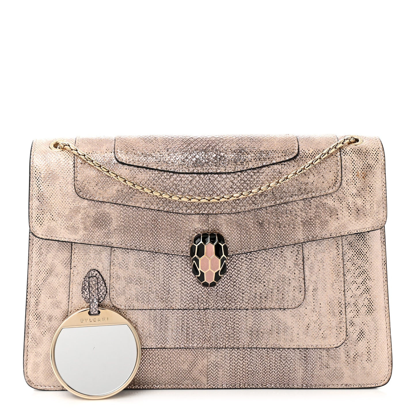 Metallic Karung Serpenti Forever Crossbody Rosa Di Francia