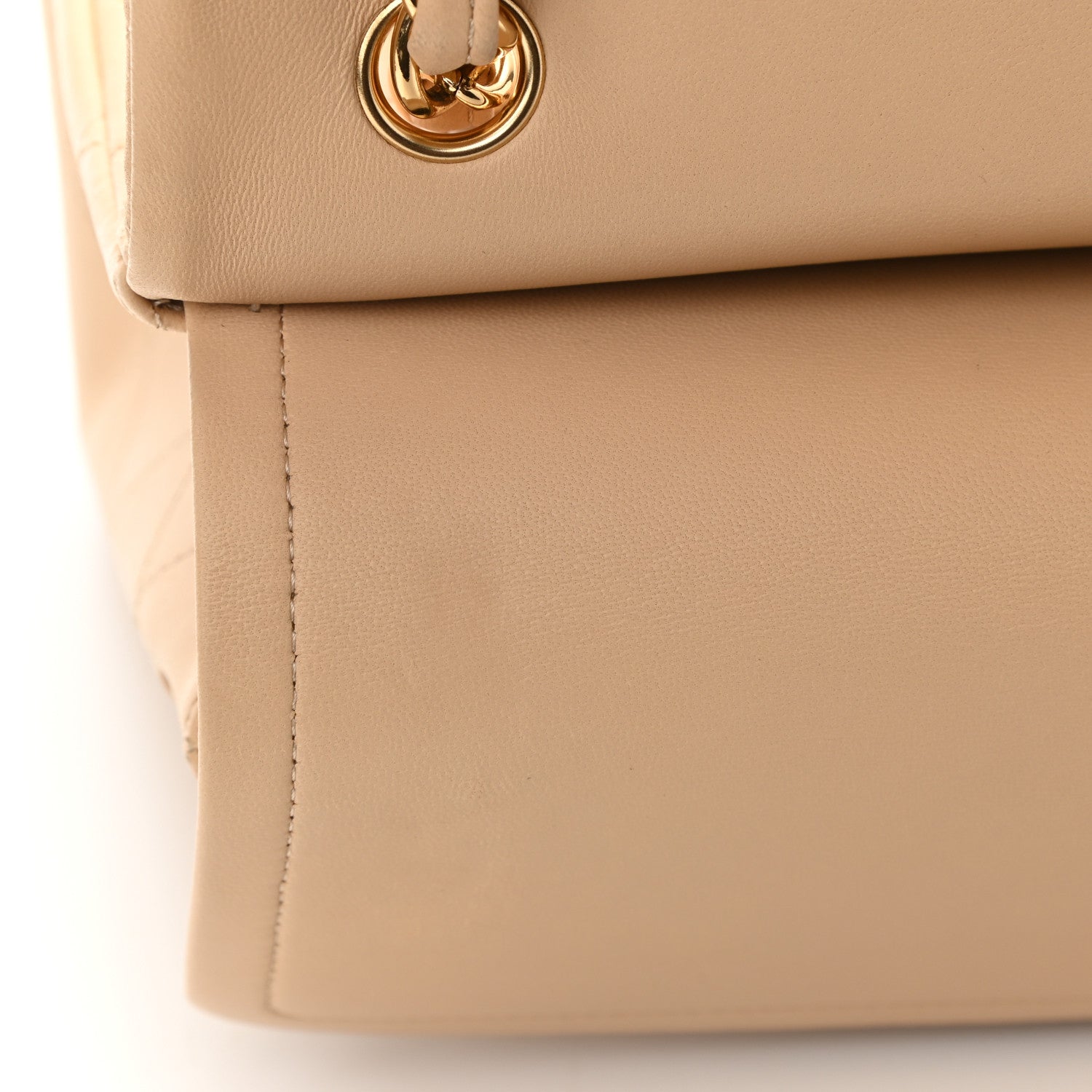 Chanel Lambskin Quilted Jumbo Double Flap Beige 18 of 19