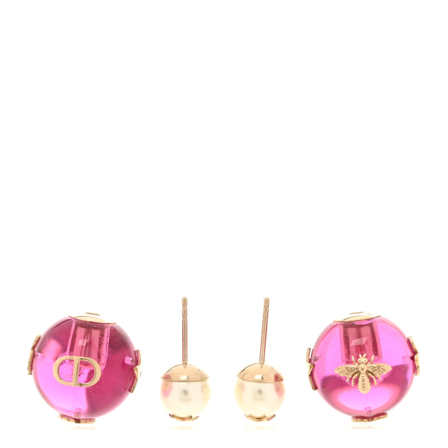 Christian Dior Resin Pearl Dior Tribales Earrings Gold White Transparent Rani Pink 3 of 5