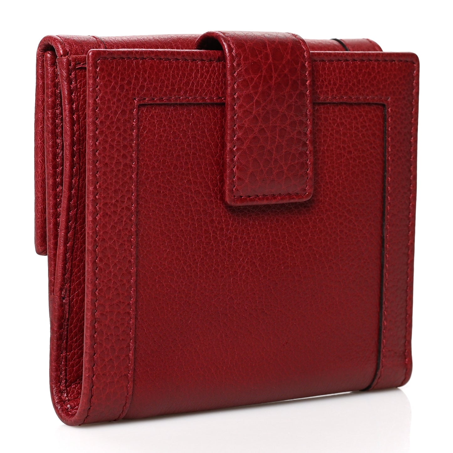 Textured Calfskin French Flap Wallet Red