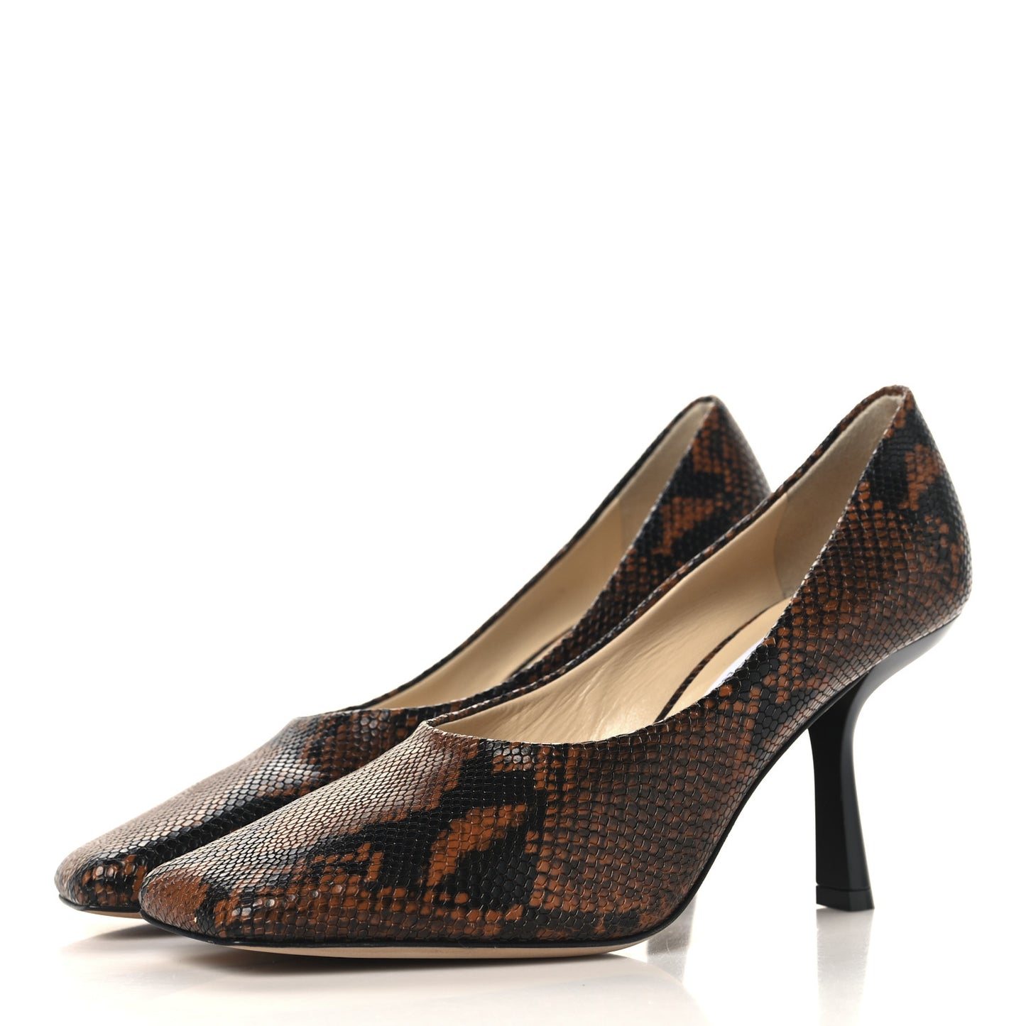 Calfskin Snakeskin Embossed Marcela 85 Pumps 37.5 Cuoio