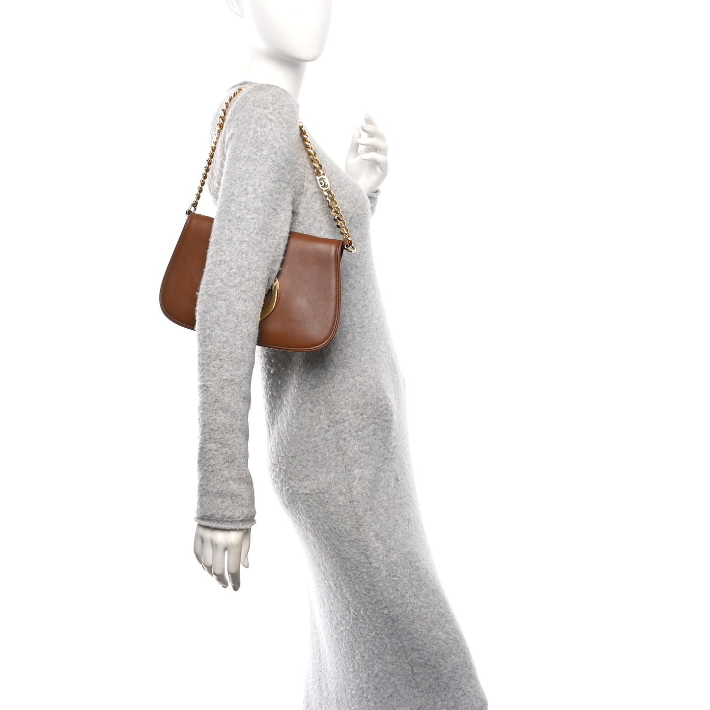 Roxy Calfskin Blondie Chain Shoulder Flap Bag Cuir