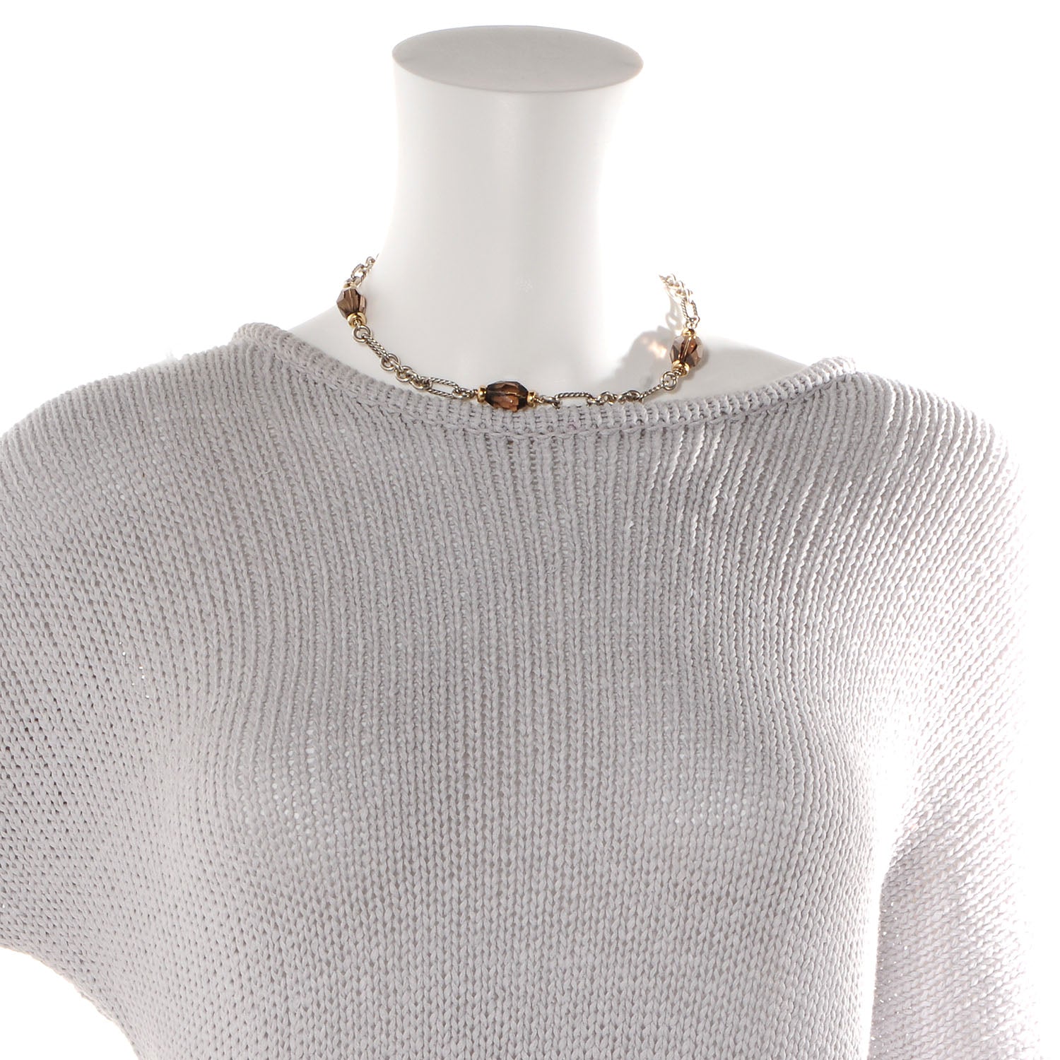 David Yurman Sterling Silver 18K Yellow Gold Smoky Quartz Figaro Necklace 2 of 5