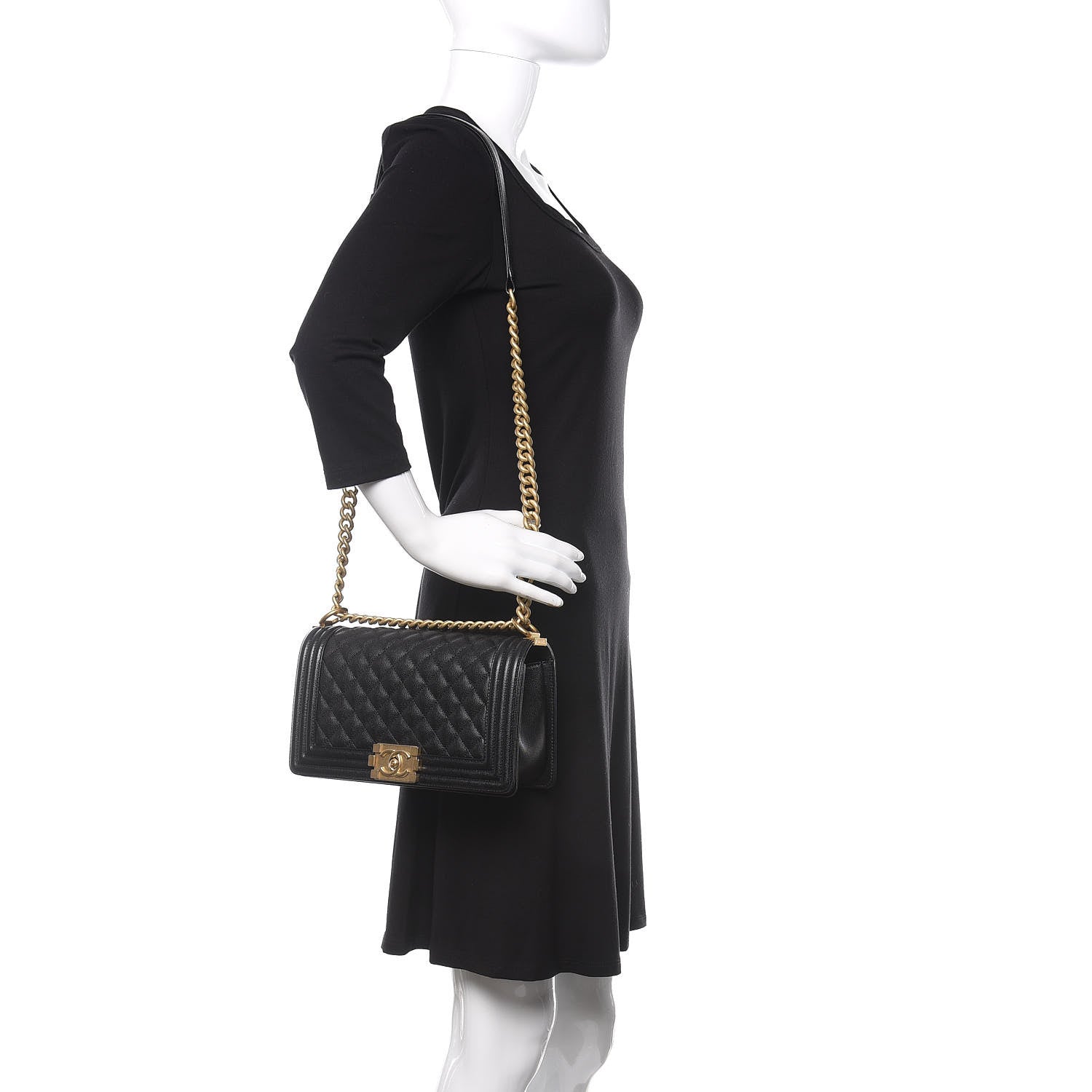 Chanel Caviar Quilted Medium Boy Flap Black 2 of 11