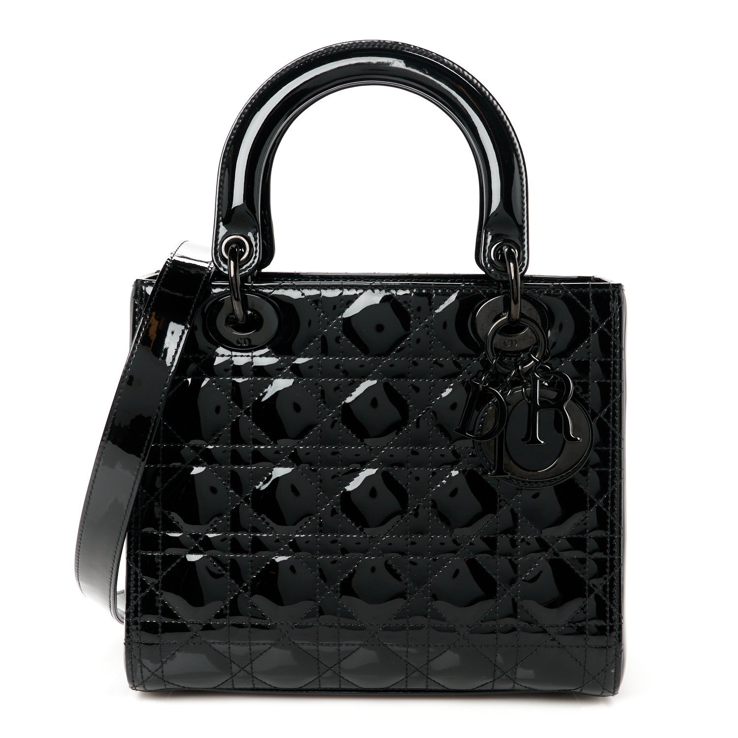 Christian Dior Ultraglossy Patent Cannage Medium Lady Dior Black 1 of 10
