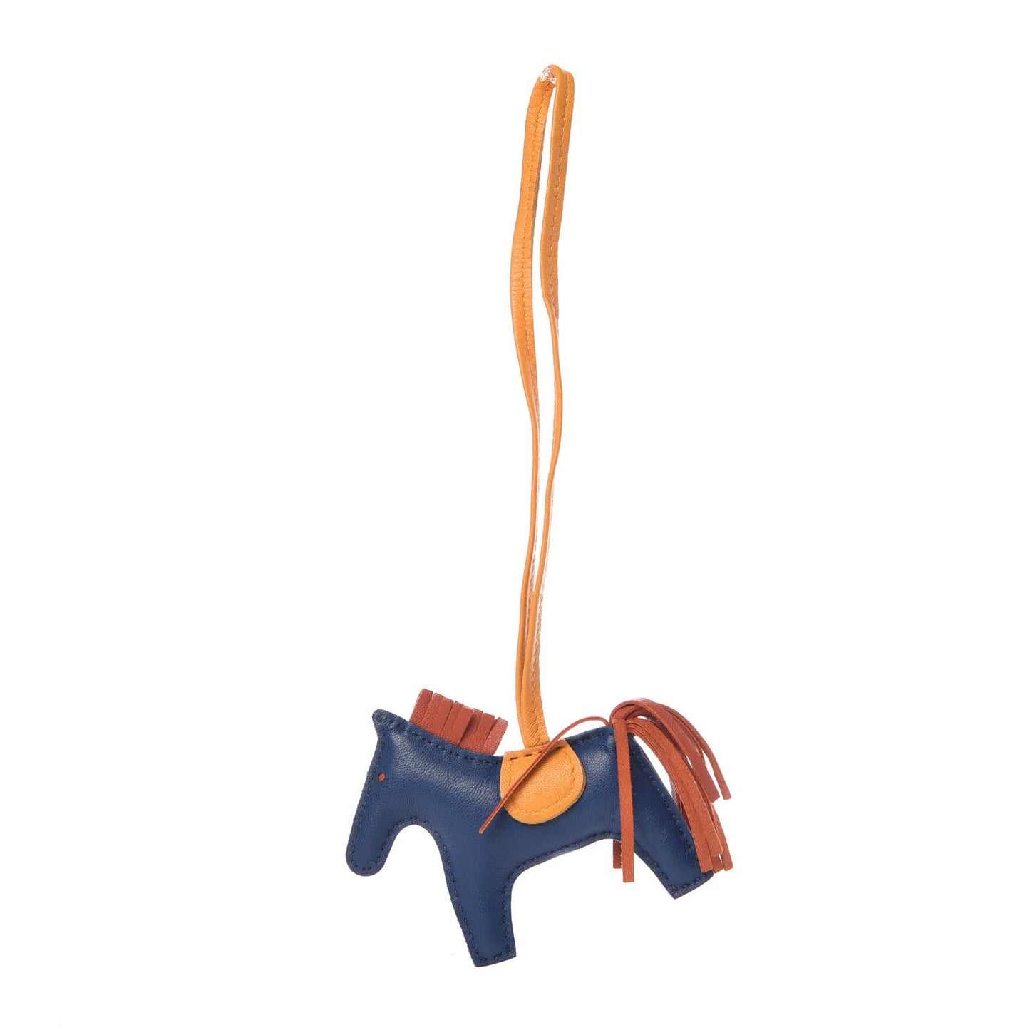 Milo Lambskin Grigri Rodeo Horse Bag Charm PM Bleu Saphir Naturel Bouton D'Or