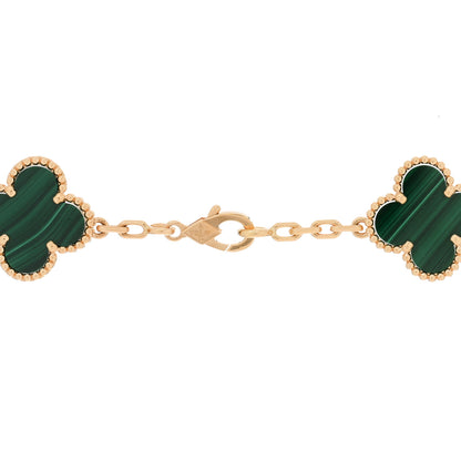 Van Cleef & Arpels 18K Yellow Gold Malachite 10 Motifs Vintage Alhambra Necklace 3 of 3