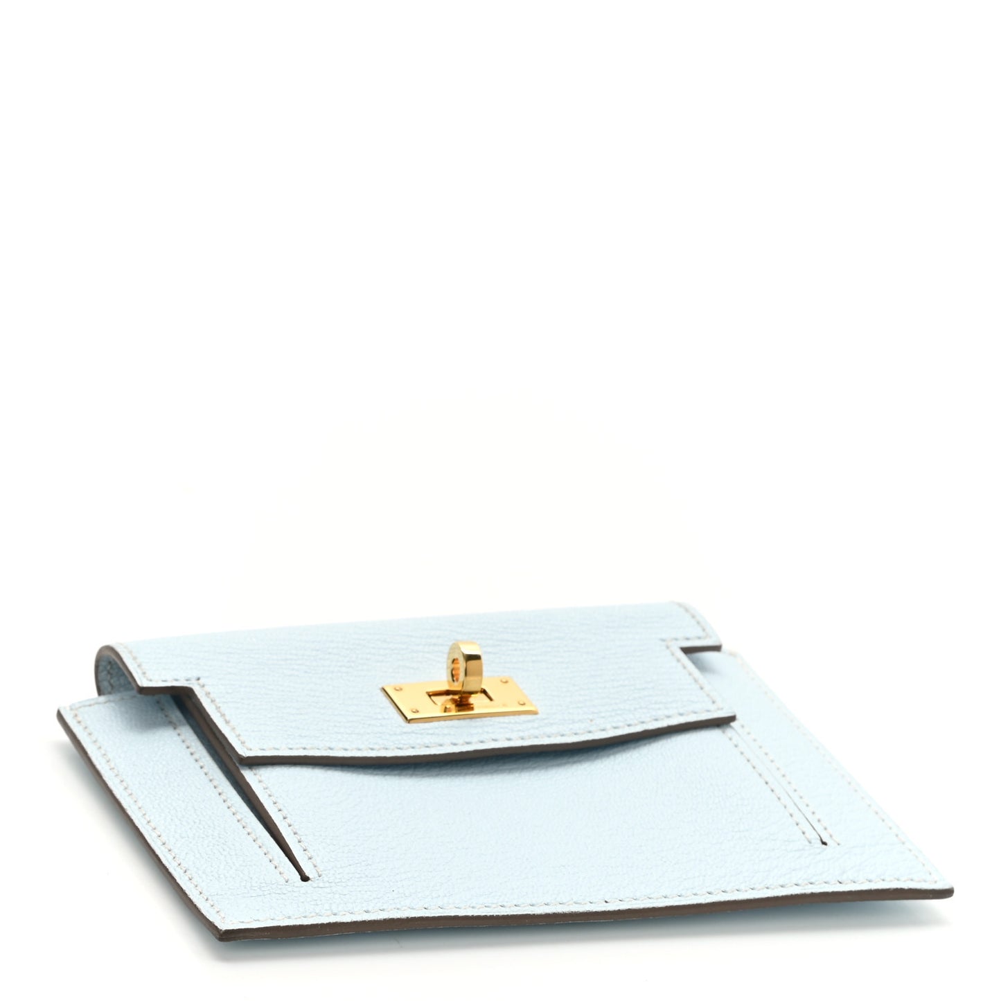 Chevre Mysore Kelly Pocket Compact Wallet Bleu Brume