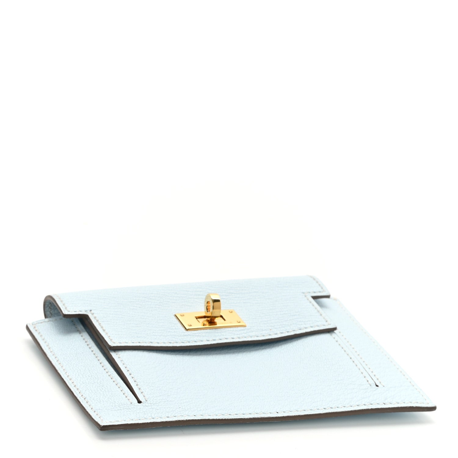 Hermes Chevre Mysore Kelly Pocket Compact Wallet Bleu Brume 4 of 8