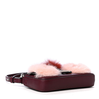 Fendi Shiny Nappa Mink Fox Fur Crystal Micro Buggie Baguette Bordeaux Rust Multicolor 3 of 5