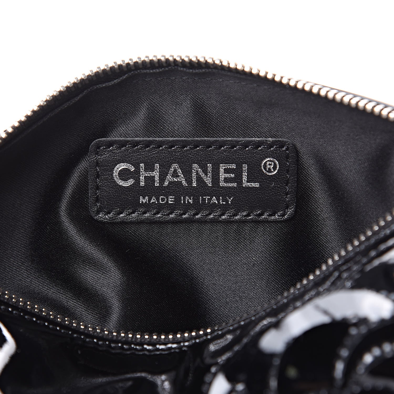Chanel Patent Camellia Cosmetic Pouch Black 6 of 11