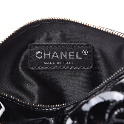 Chanel Patent Camellia Cosmetic Pouch Black 6 of 11