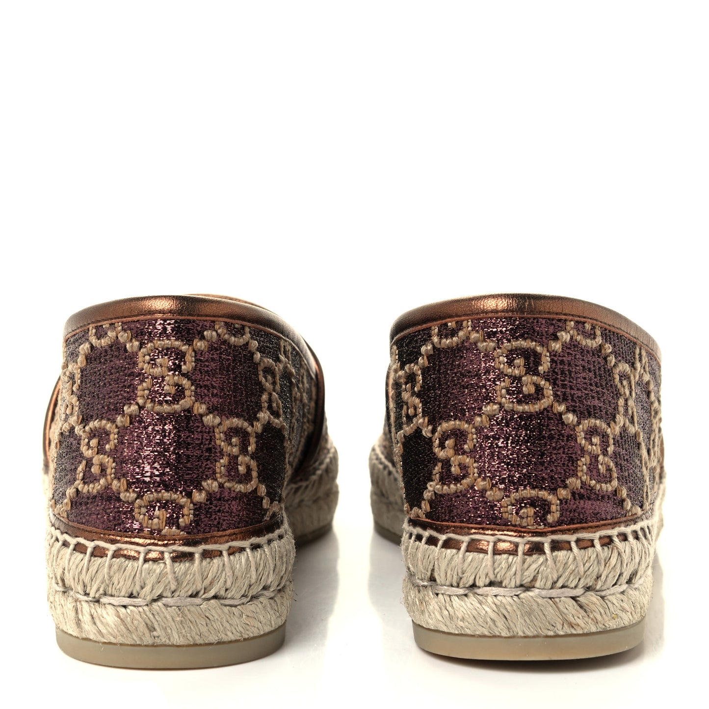 Lame Nappa GG Monogram Espadrilles 38 Brown Beige Light Bronze