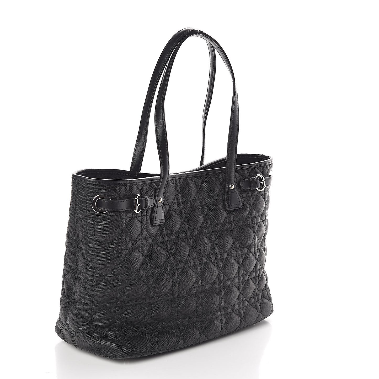 Coated Canvas Cannage Medium Panarea Tote Black