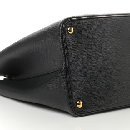 Prada Saffiano Cuir Large Double Bag Black Fuoco 9 of 11