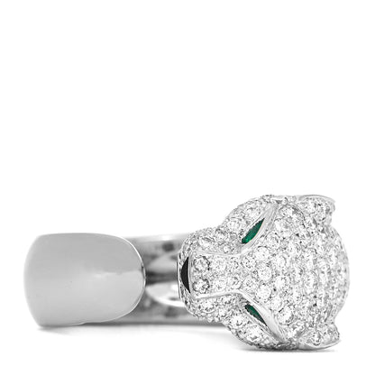 Cartier 18K White Gold Diamond Black Onyx Emerald Panthere De Cartier Ring 50 5.25 3 of 8