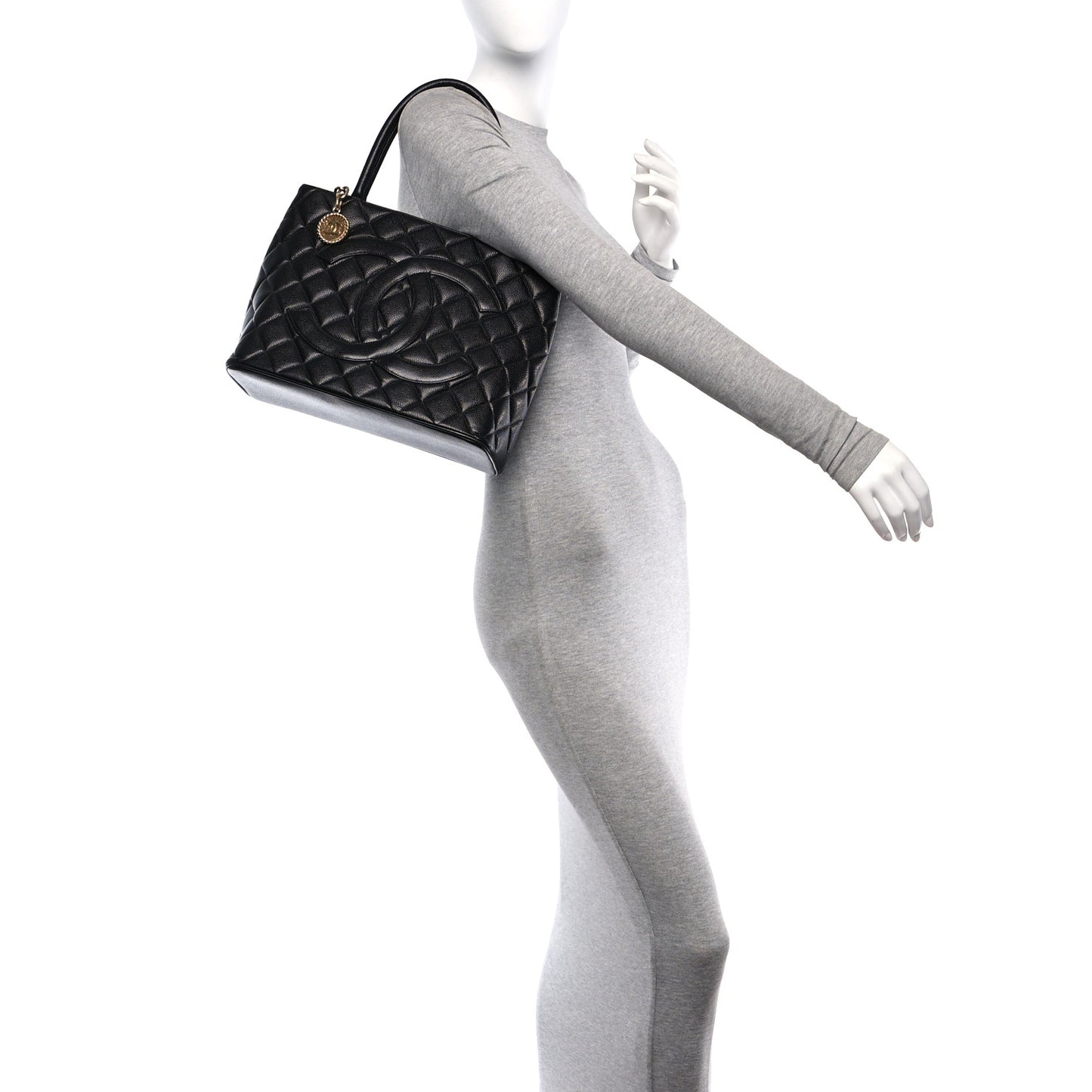 Caviar Quilted Medallion Tote Black