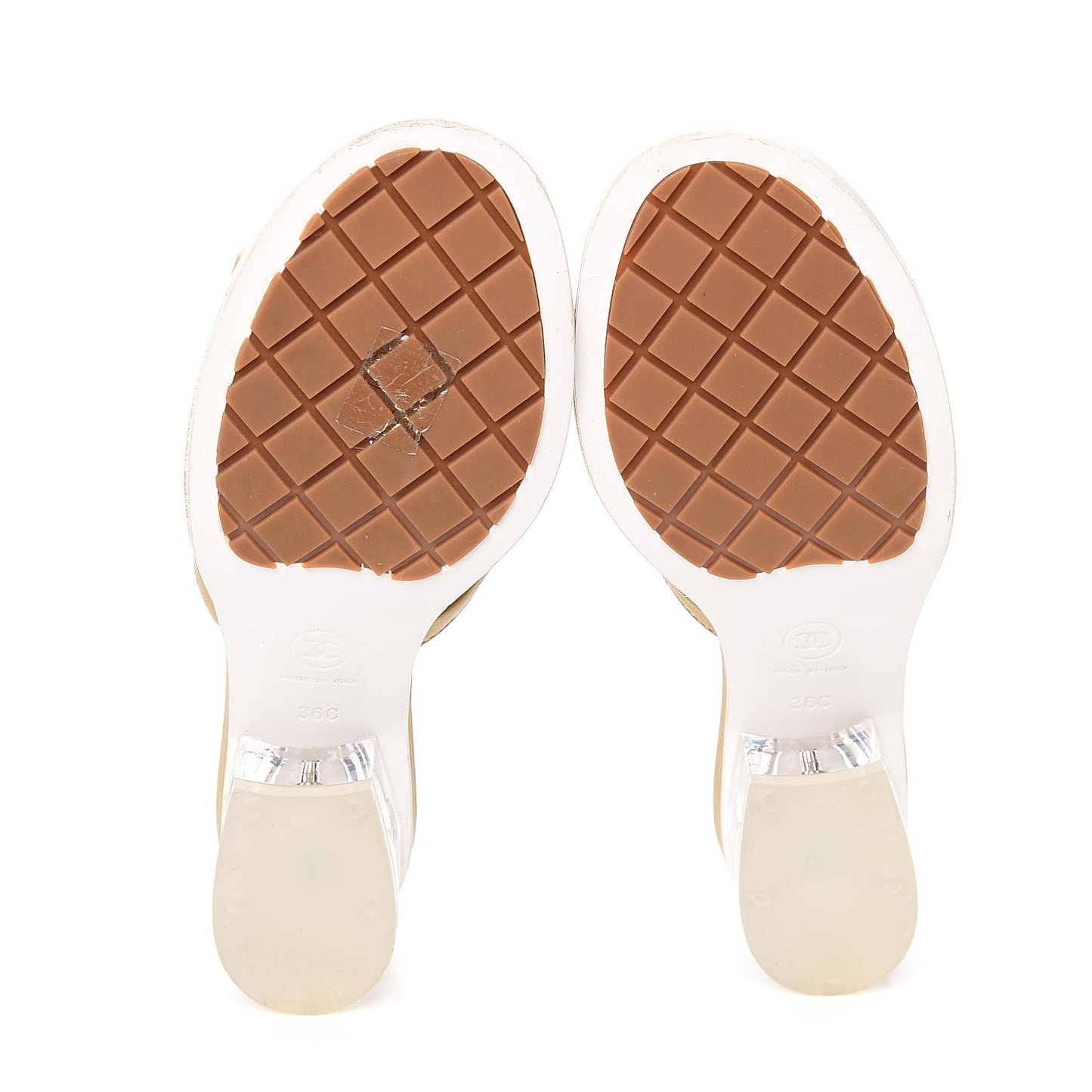 Lambskin PVC Mule 36 Transparent Beige