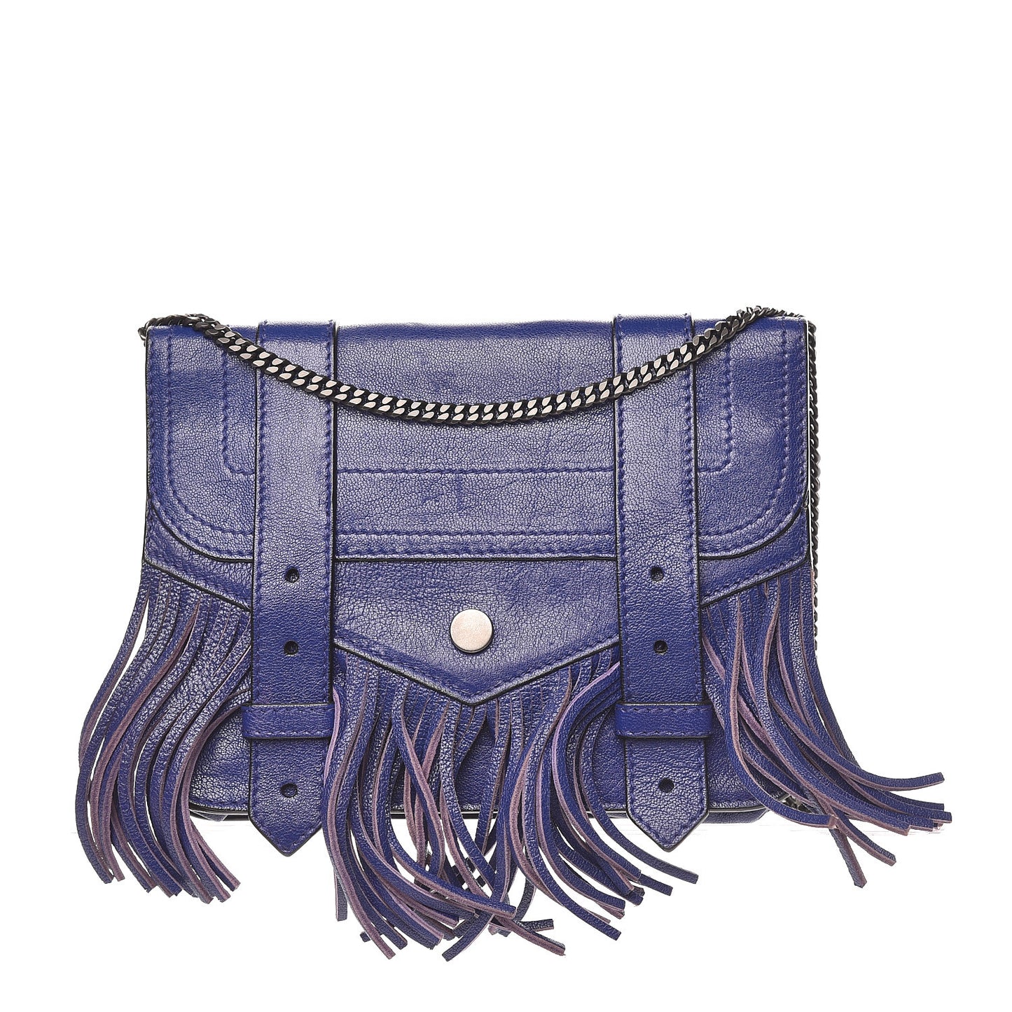 Lambskin Fringe PS1 Large Chain Wallet Cobalt Blue