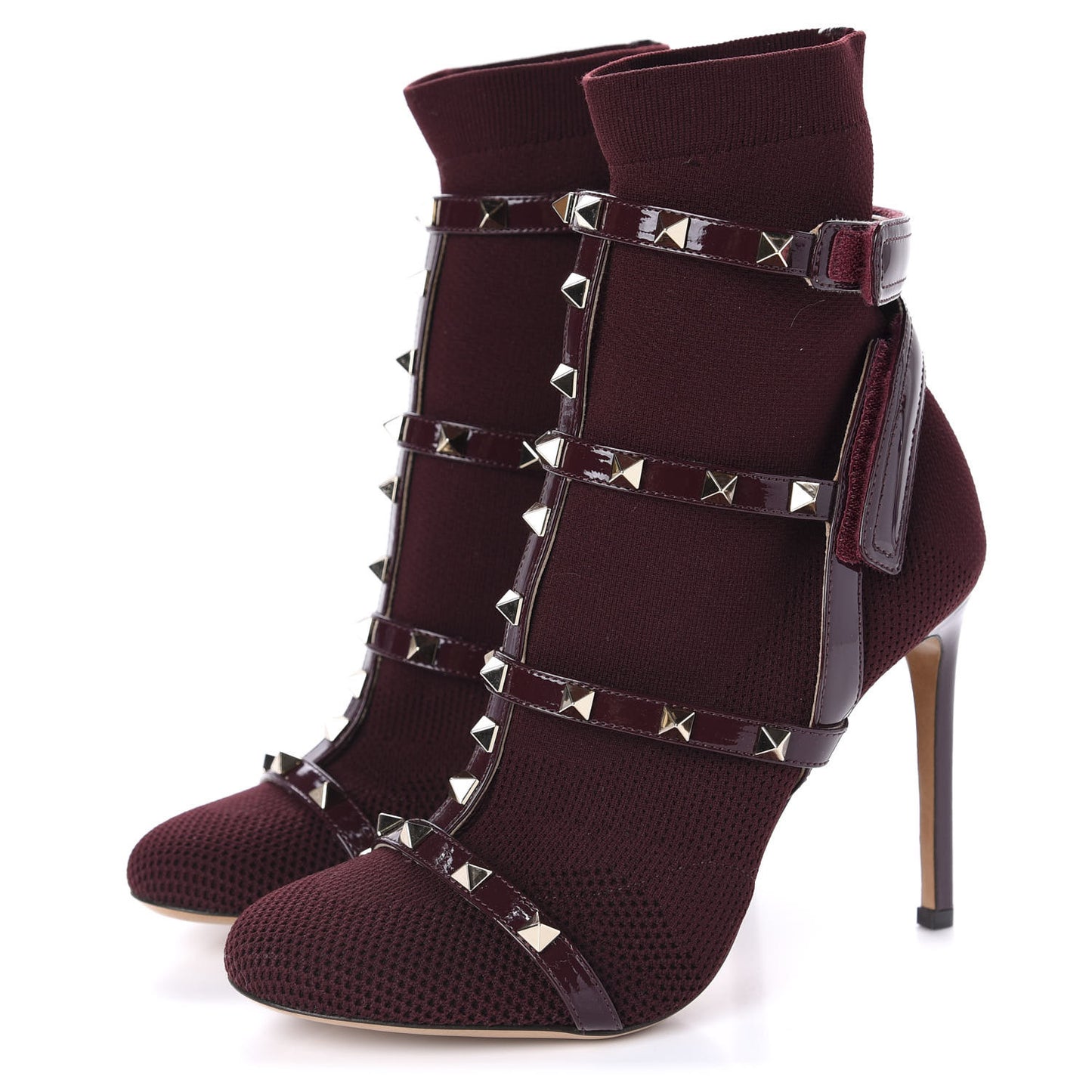 Knit Patent Rockstud Bodytech 105mm Ankle Boots 37.5 Rubin