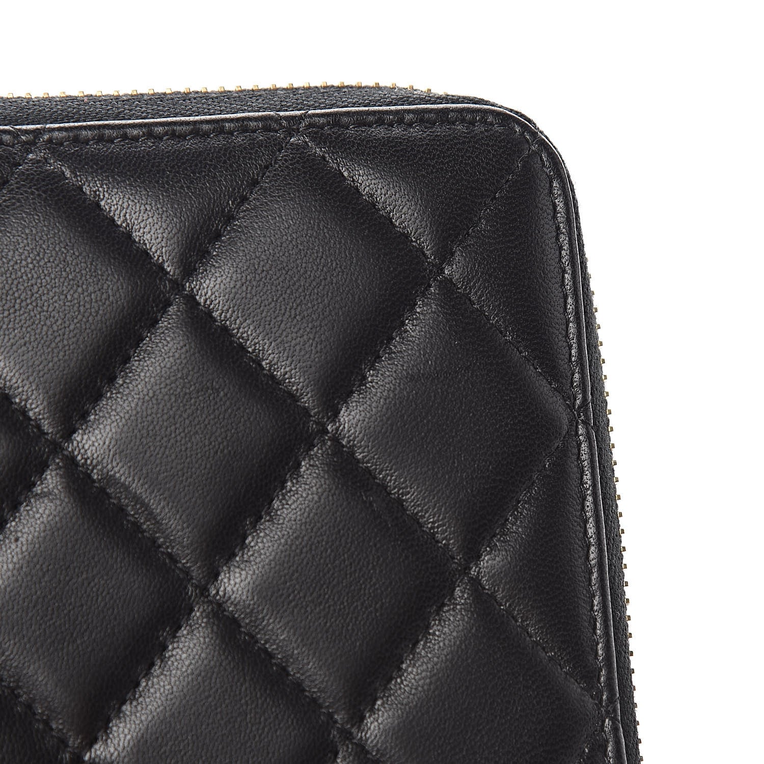 Chanel Lambskin Quilted Large Gusset Zip Around Wallet Black 10 of 13