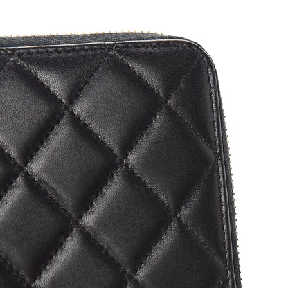 Chanel Lambskin Quilted Large Gusset Zip Around Wallet Black 10 of 13
