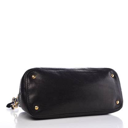 Prada Cervo Deerskin Dome Satchel Black 5 of 12