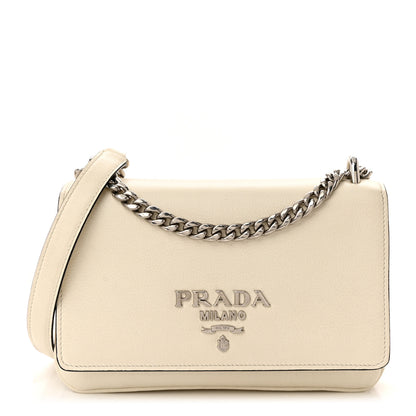 Prada Glace Calfskin Chain Crossbody Bag White 1 of 11