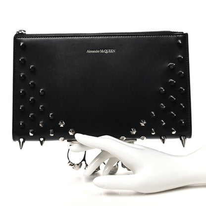Alexander McQueen Calfskin Skull Four RIng Zip Pouch Black 2 of 9