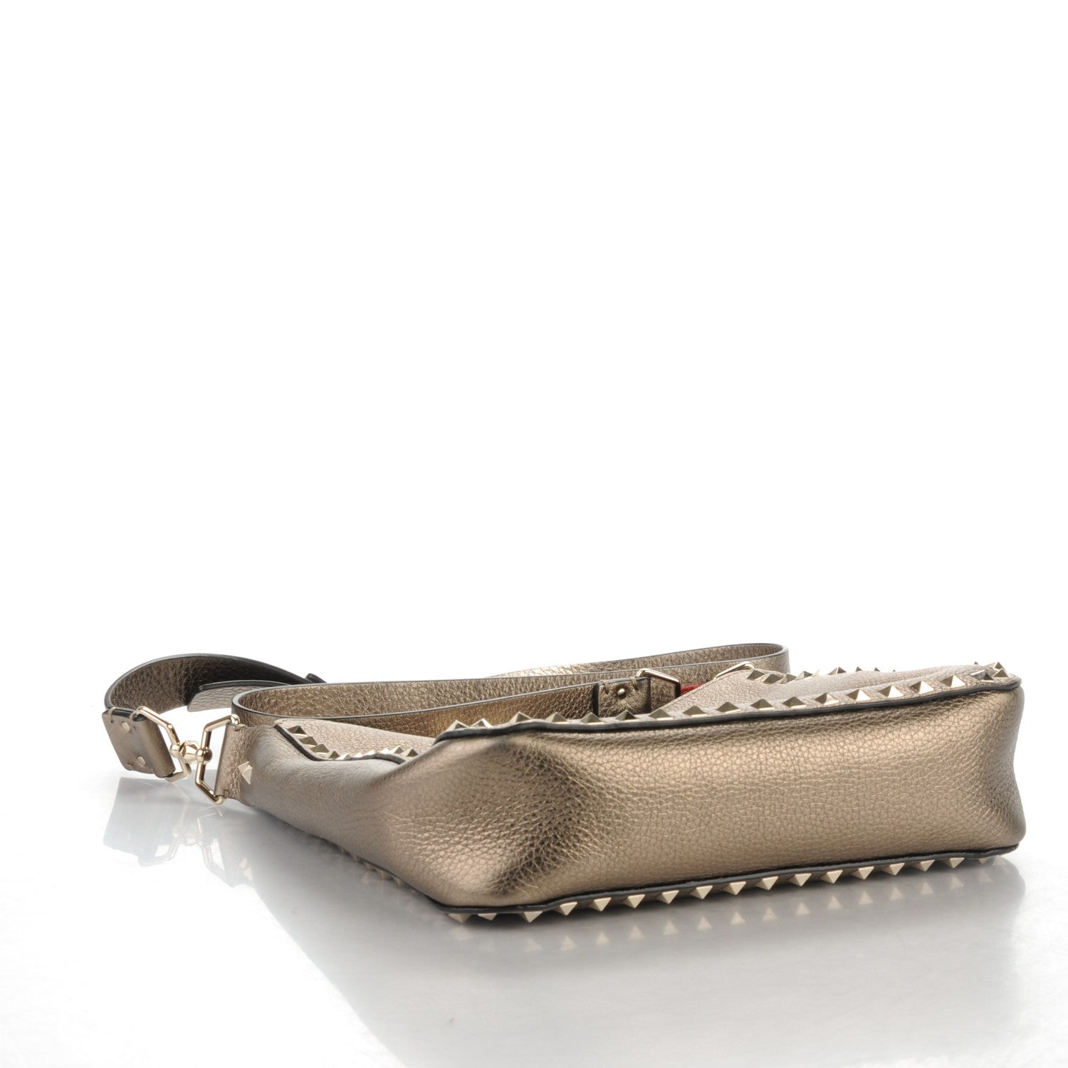 Valentino Garavani Metallic Pebbled Calfskin Small Rockstud Flip-Lock Messenger Bag Sasso 4 of 7