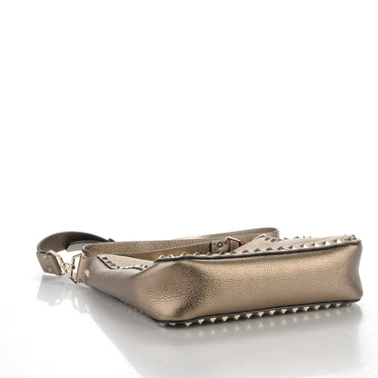 Valentino Garavani Metallic Pebbled Calfskin Small Rockstud Flip-Lock Messenger Bag Sasso 4 of 7