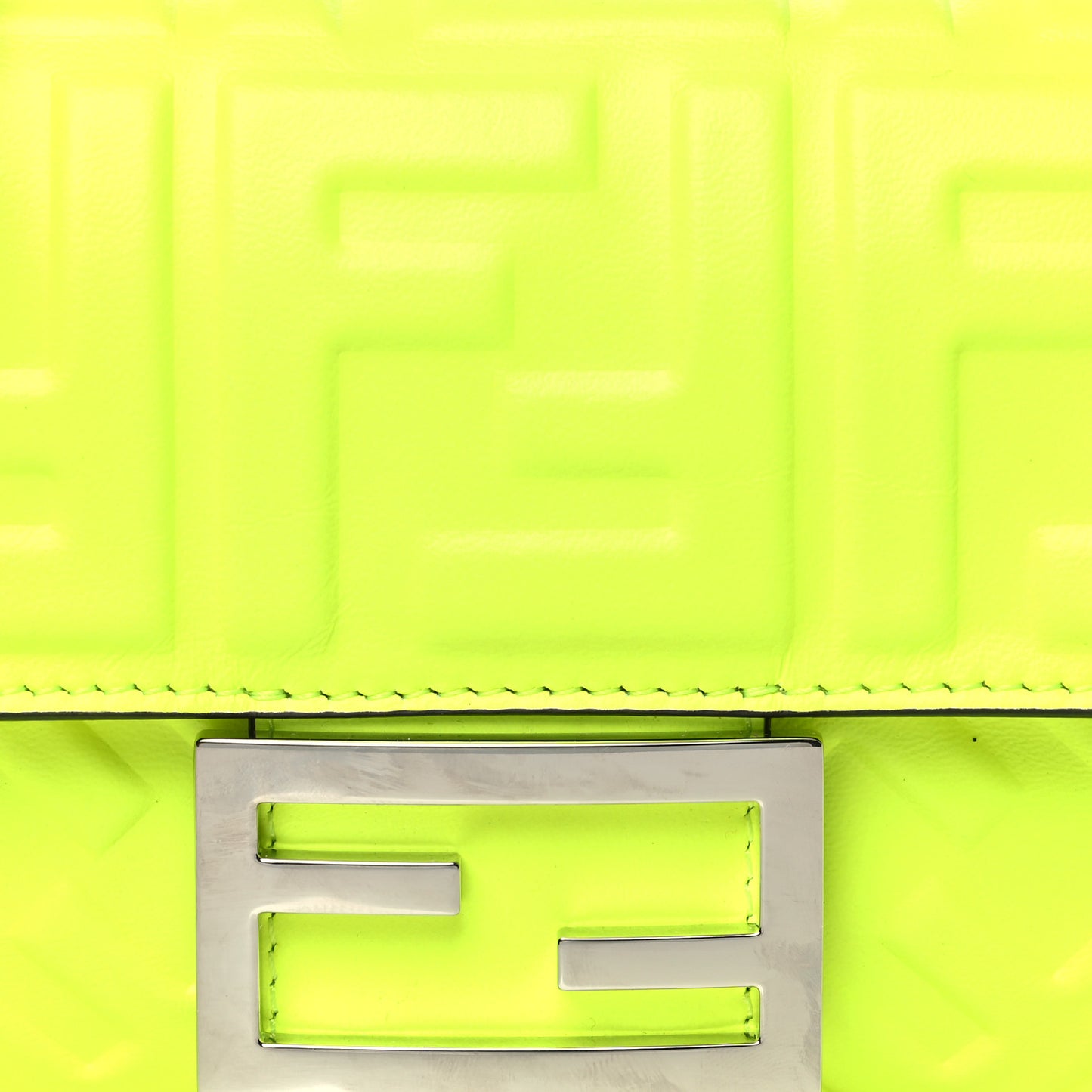 Nappa FF 1974 Embossed Mini Baguette Neon Yellow