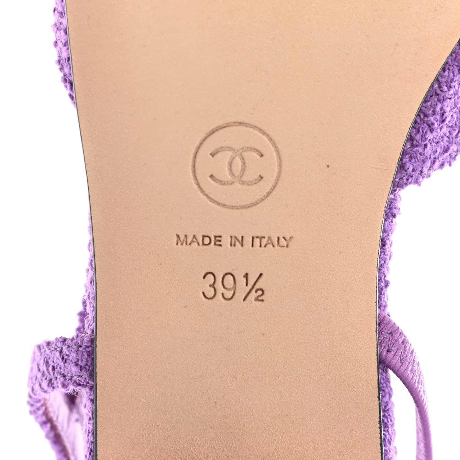 Chanel Fabric Cap Toe CC Slingback Flats 39.5 Purple 6 of 9