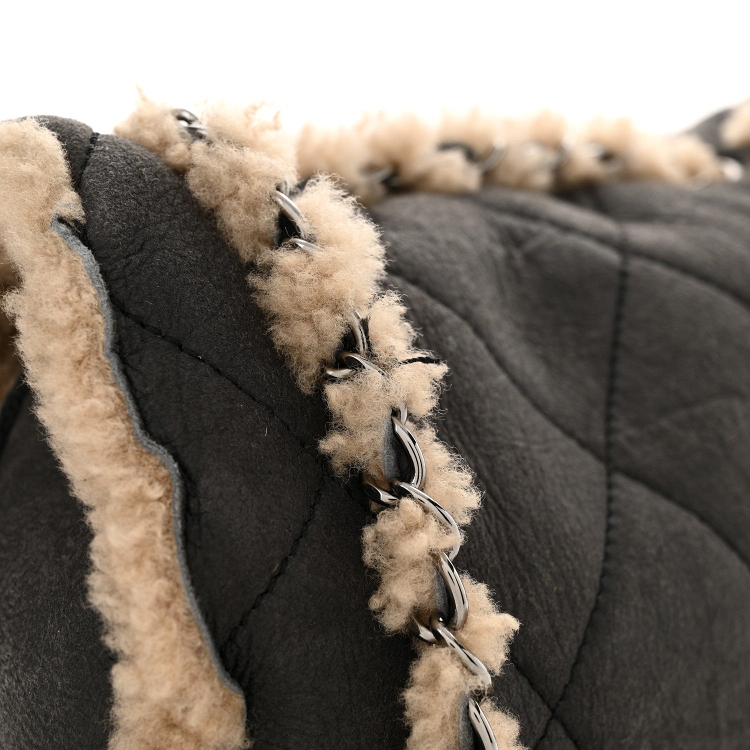 Chanel Shearling Quilted Medium Single Flap Grey 10 of 12