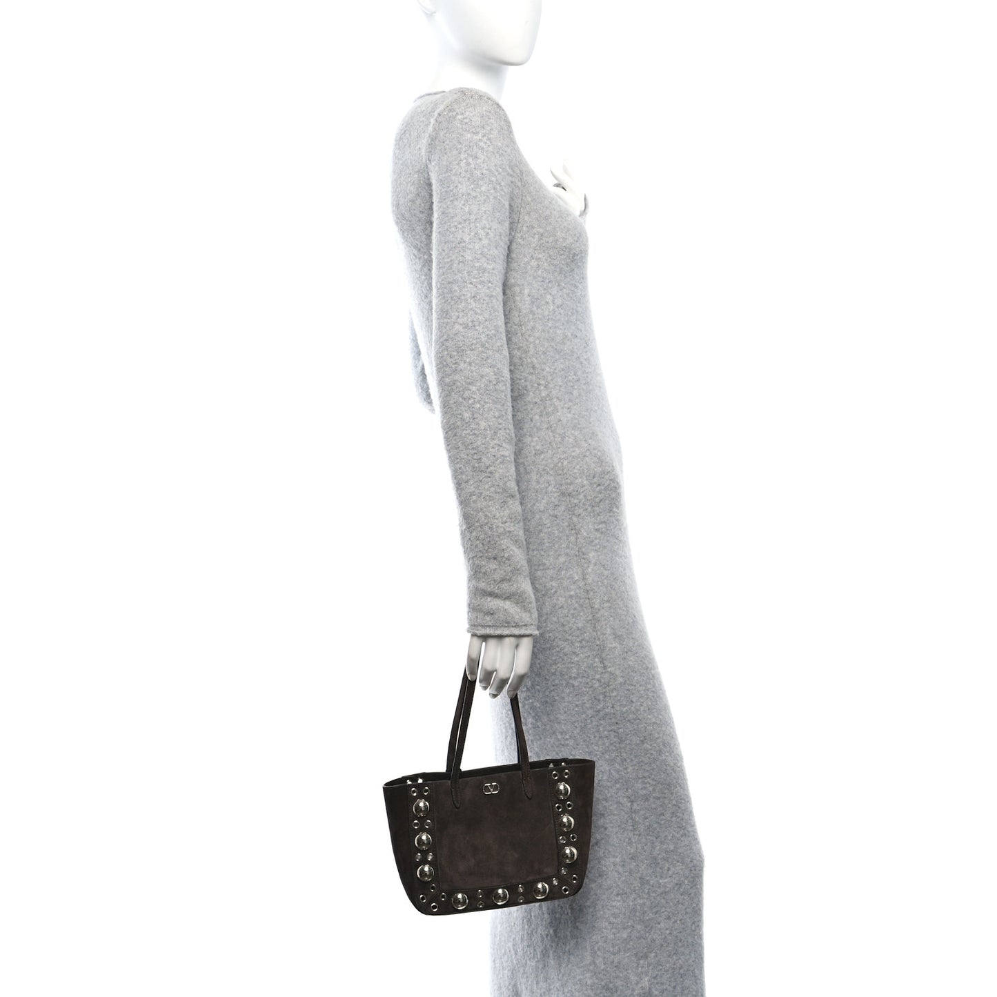 Suede Studded Mini Nellcote Shopping Tote Brown