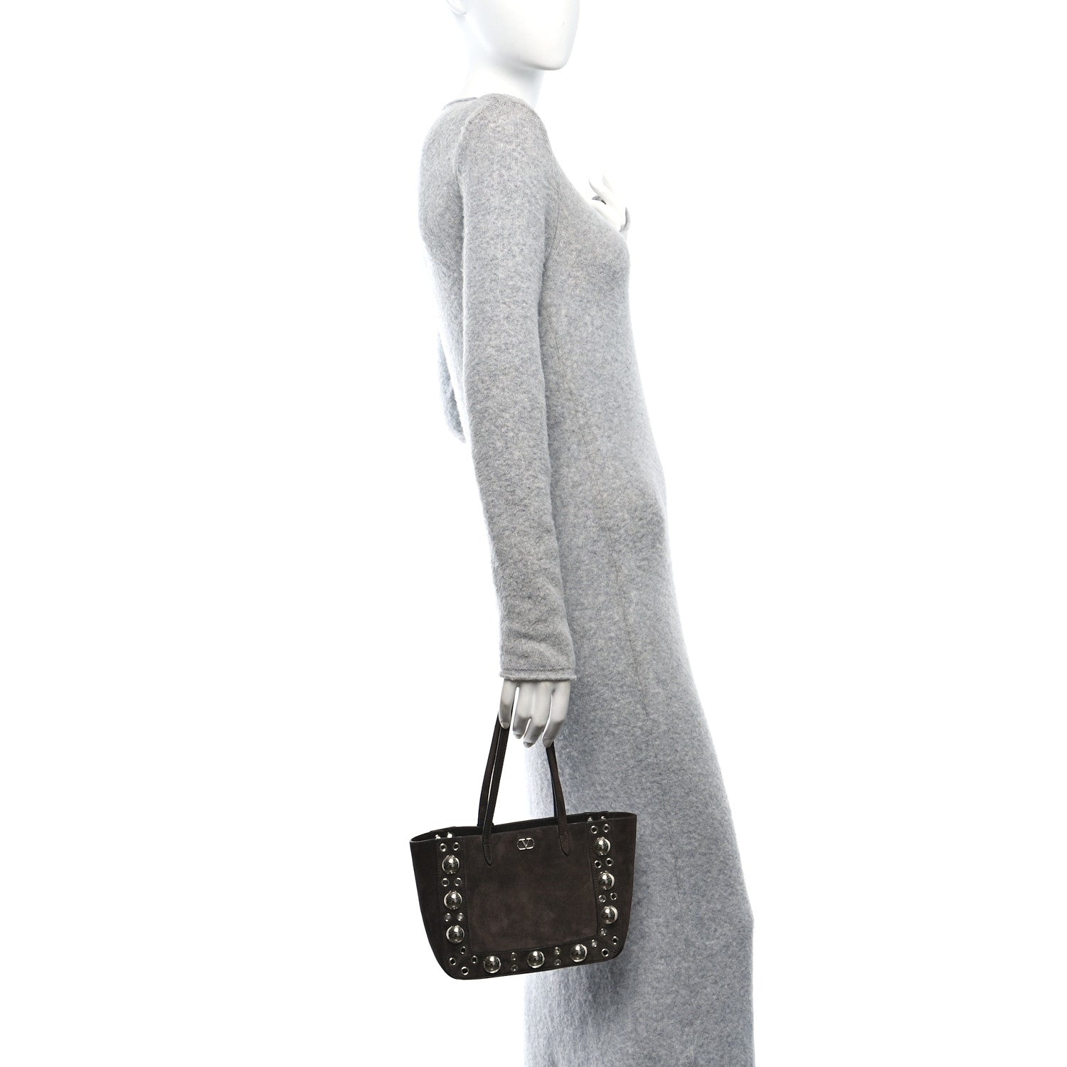 Valentino Garavani Suede Studded Mini Nellcote Shopping Tote Brown 2 of 9