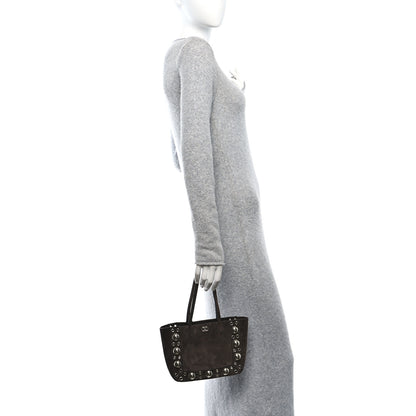 Valentino Garavani Suede Studded Mini Nellcote Shopping Tote Brown 2 of 9