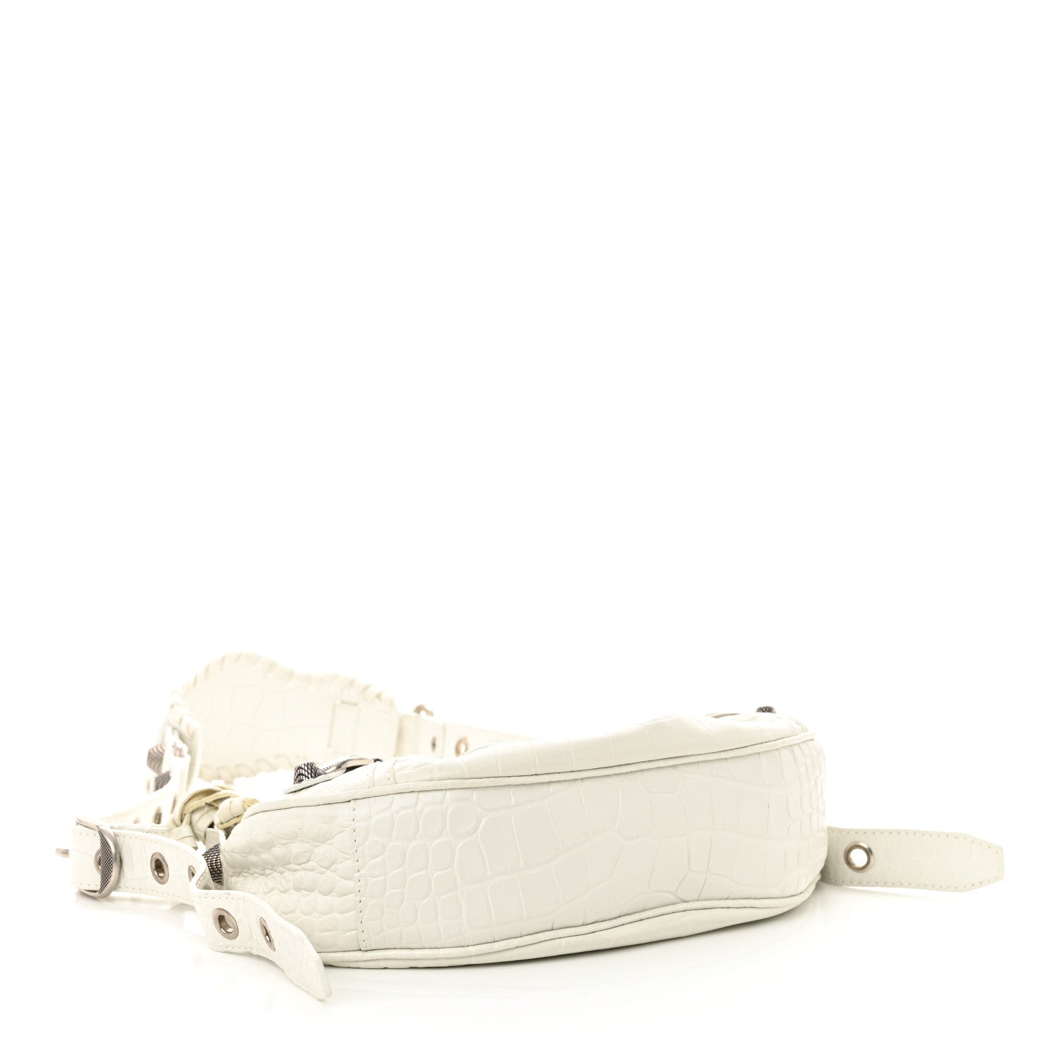 Balenciaga Extra Supple Calfskin Crocodile Embossed Le Cagole Shoulder Bag XS Optic White 5 of 11