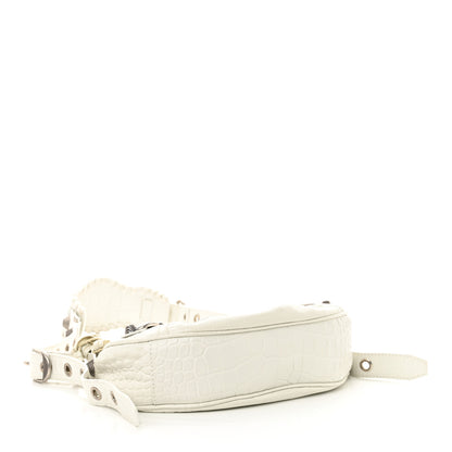 Balenciaga Extra Supple Calfskin Crocodile Embossed Le Cagole Shoulder Bag XS Optic White 5 of 11