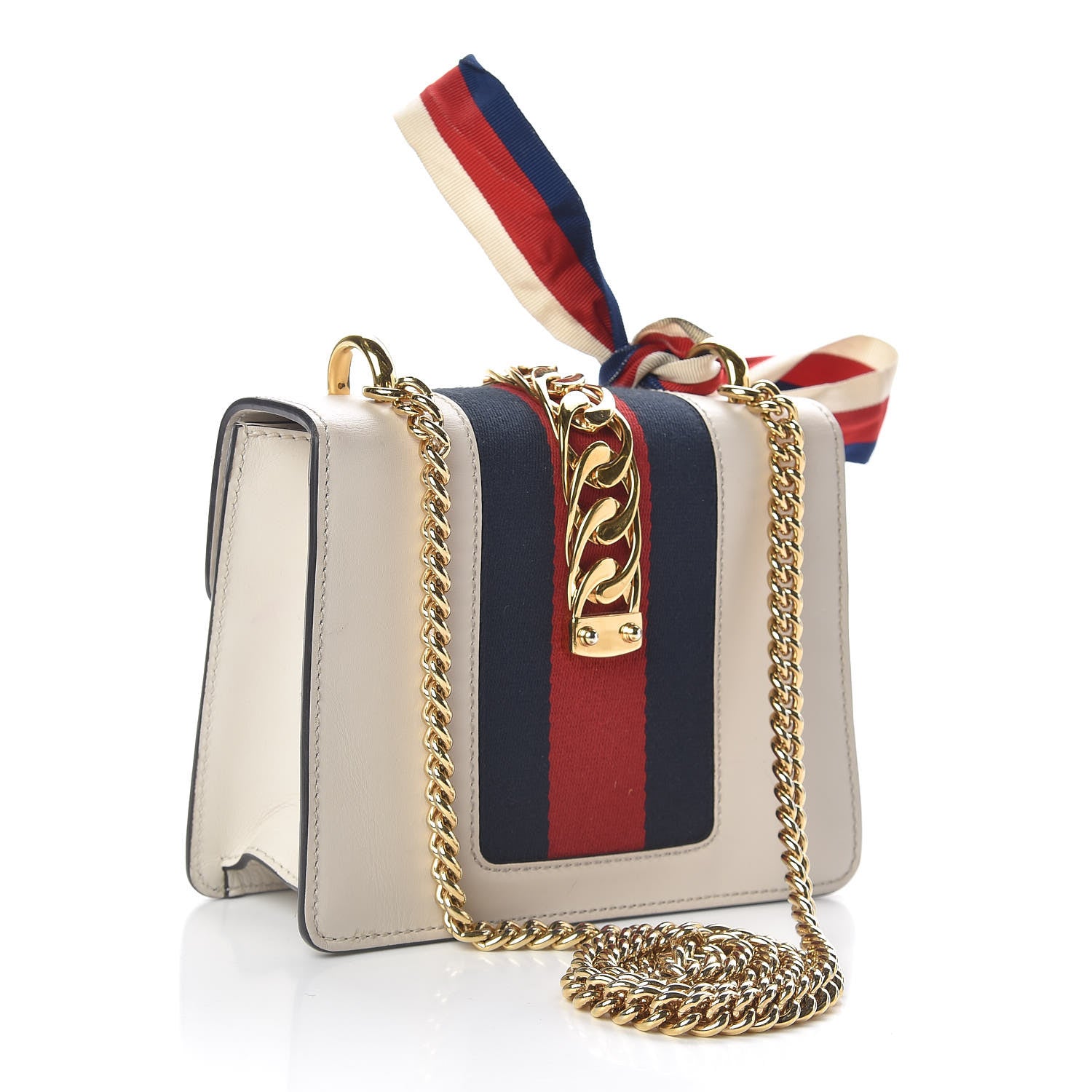 Gucci Calfskin Mini Sylvie Chain Shoulder Bag White 3 of 12
