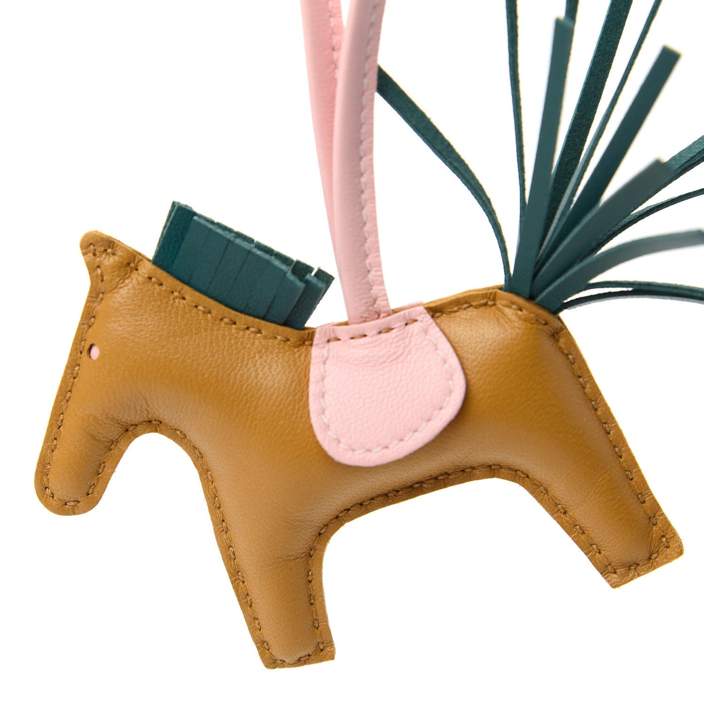 Milo Lambskin Grigri Rodeo Horse Bag Charm PM Sesame Malachite Rose Sakura