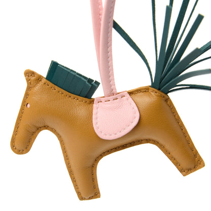 Hermes Milo Lambskin Grigri Rodeo Horse Bag Charm PM Sesame Malachite Rose Sakura 3 of 4