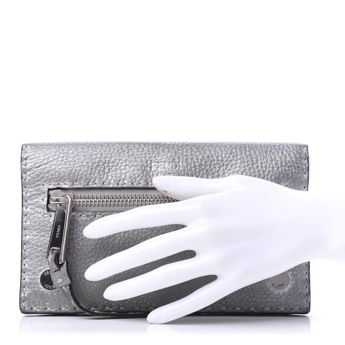 Cuoio Romano Lux Selleria Flat Clutch Argento