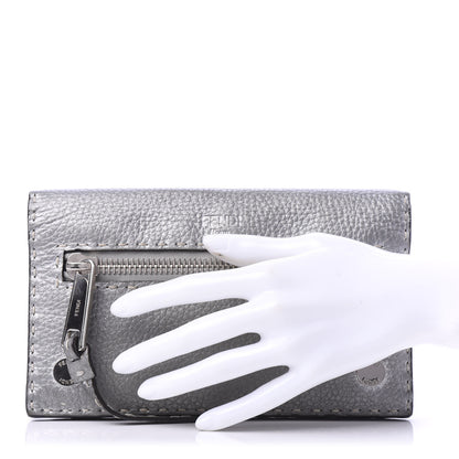 Fendi Cuoio Romano Lux Selleria Flat Clutch Argento 2 of 11