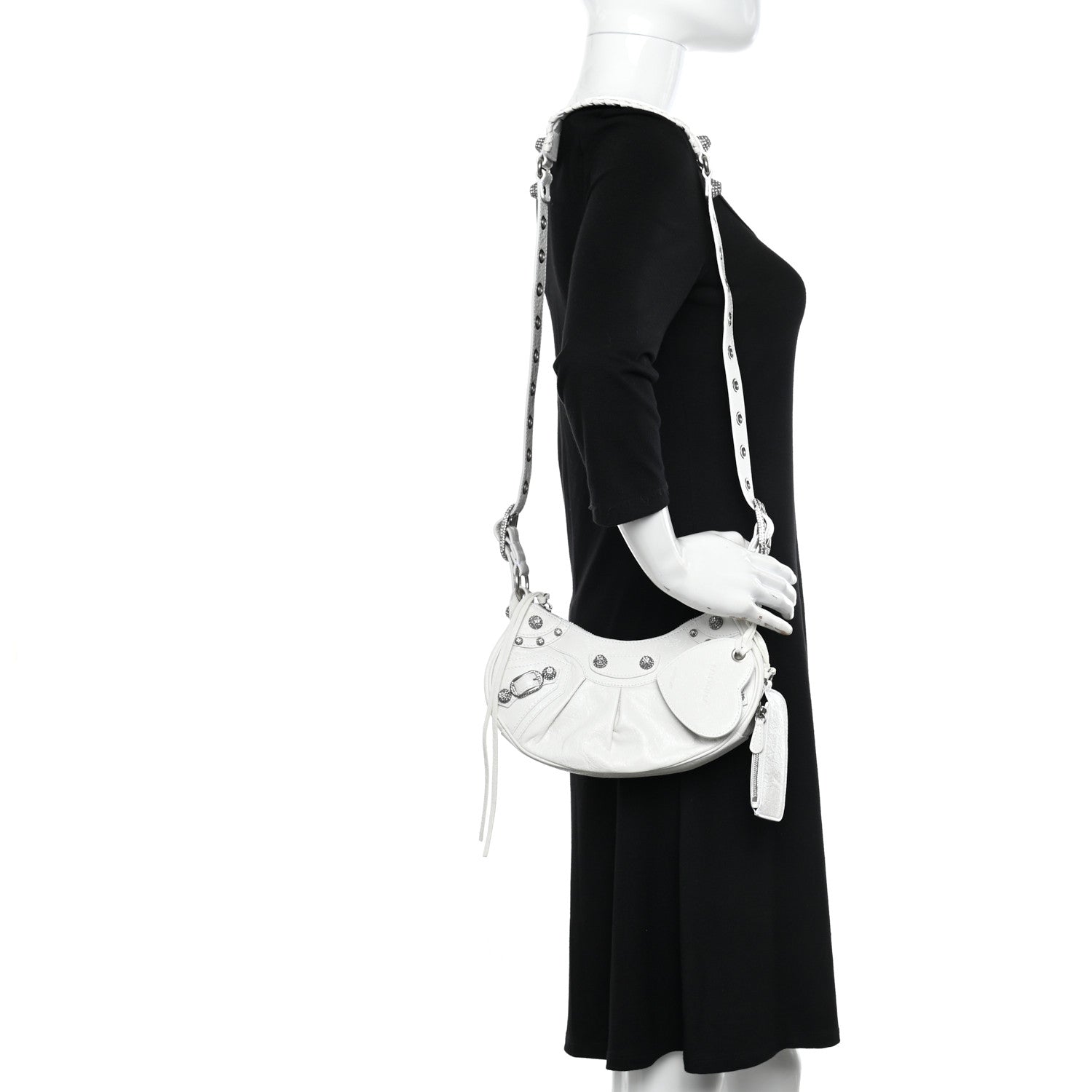 Balenciaga Agneau Arena Crystal Le Cagole Shoulder Bag XS Optic White 2 of 11