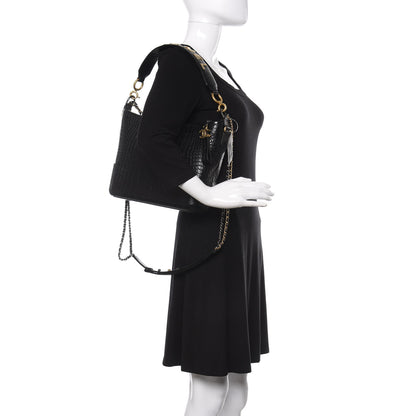 Chanel Crocodile Embossed Calfskin Medium Gabrielle Cocodile Hobo Black 2 of 12