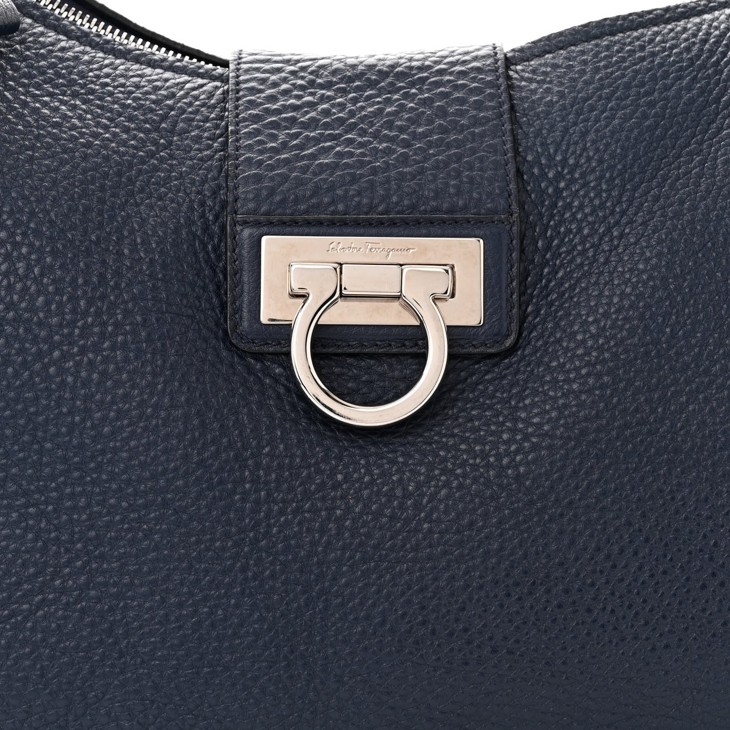 Salvatore Ferragamo Calfskin Fanisa Gancini Hobo Oxford Blue 8 of 14