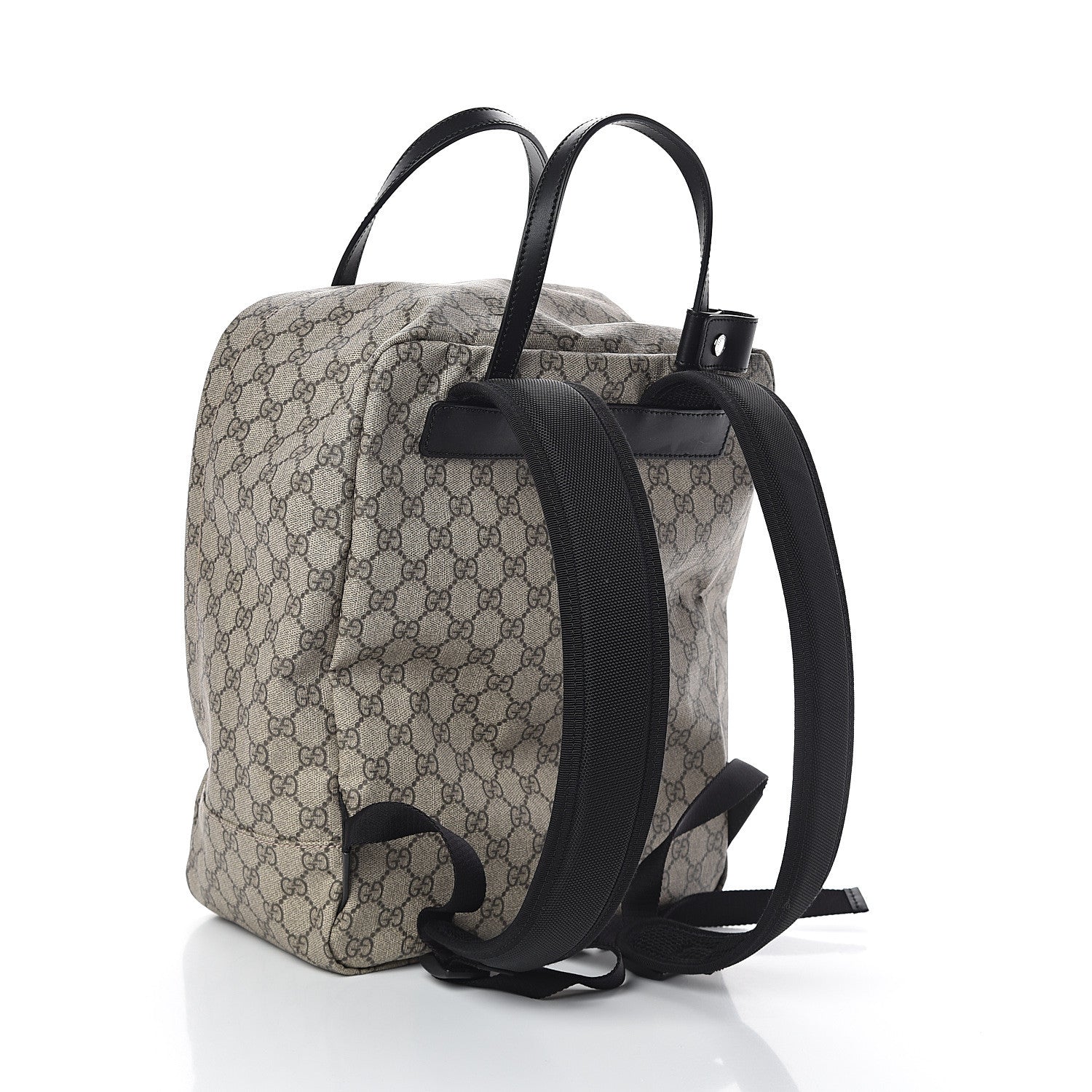Gucci Soft GG Supreme Monogram Appia Calfskin Web Tote Backpack Beige Ebony Black 3 of 9